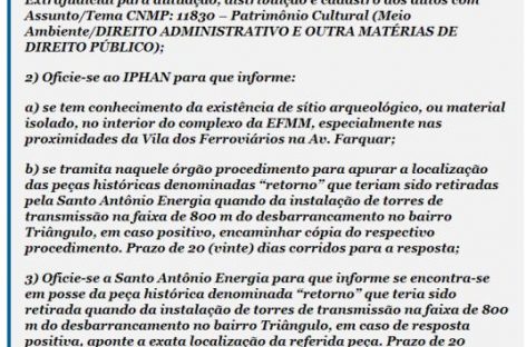 MPF investiga desaparecimento de peça histórica do acervo da EFMM; Santo Antônio Energia e Iphan são questionados