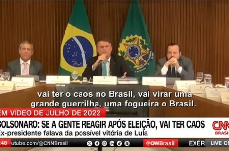 “Se a gente reagir após eleição, vai ter caos”, disse Bolsonaro em vídeo de reunião com ministros em 2022